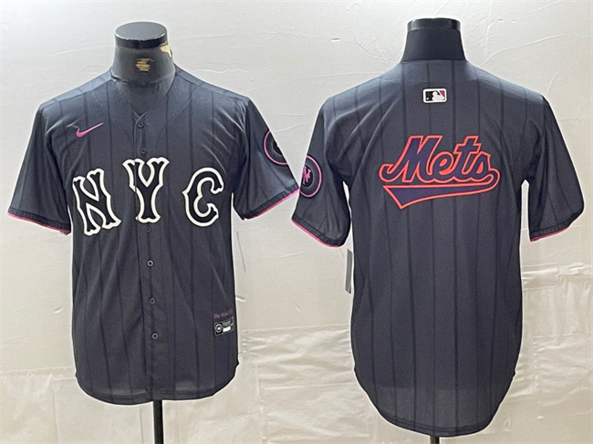 Men's New York Mets Team Big Logo Graphite 2024 City Connect Limited Stitched Baseball Jersey Men's New York Mets Team Big Logo Graphite 2024 City Connect Limited Stitched Baseball Jersey